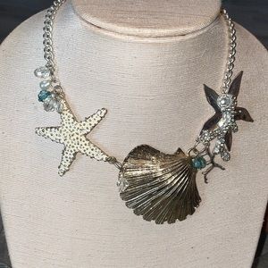 Silver & Gold Seashells with crystals #59